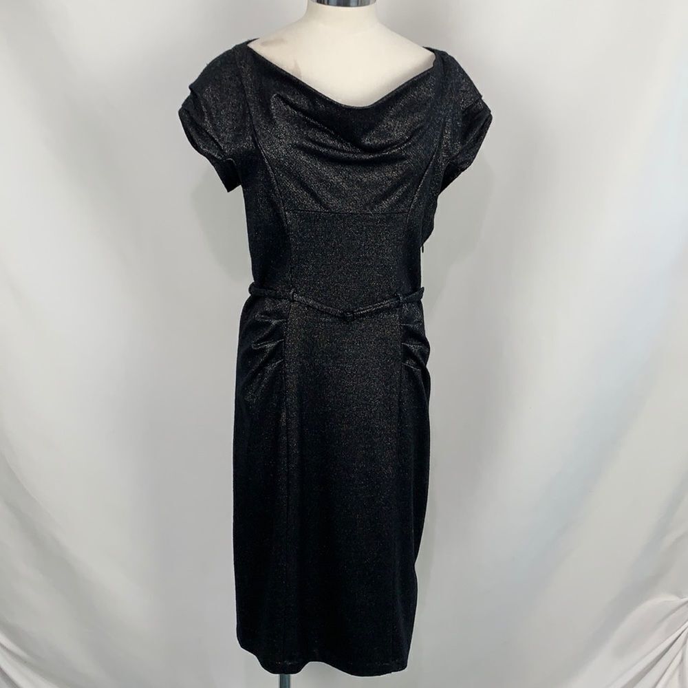 Diane Von Furstenberg gunmetal shimmer drape dress